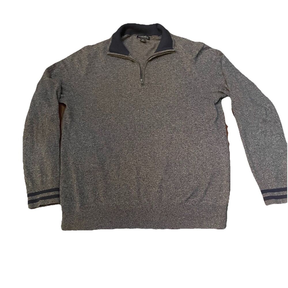 Banana Republic Cashmere Pima Cotton Sweater Mens M Gray 1/4 Zip Old Money